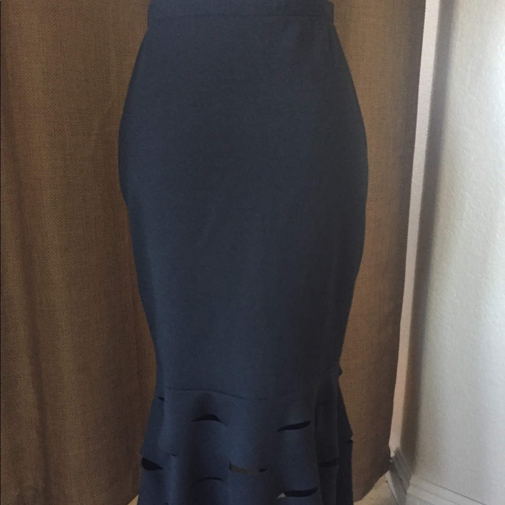 Midi black skirt w/ laser cut slits